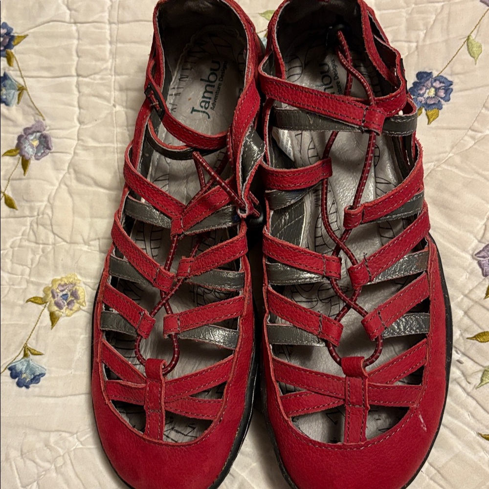 Jambu Red and Black Strappy Sandals 2 pairs